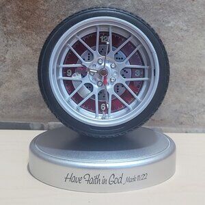 Tire Shaped Desk Alarm Clock Missing Bottom Battery Cover